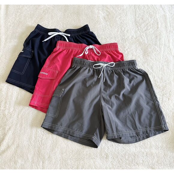 Set of 3 Unitop Swim Shorts Women's Size S Red Gray Navy Board Shorts Lined - Picture 1 of 14